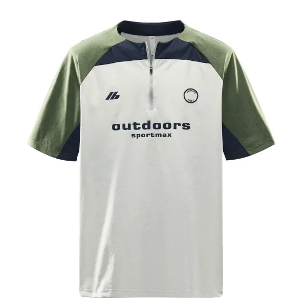 Design Outdoors Sportmax Half-Zip Training Top Olive Green and Navy Tops - 1
