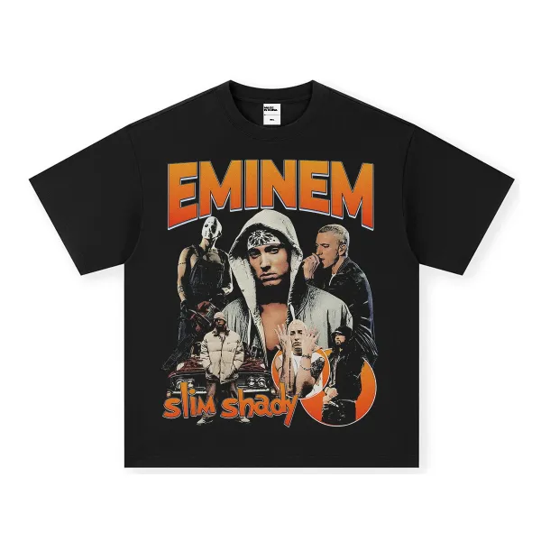 Design Eminem Slim Shady Collage Graphic T-Shirt Black T-Shirts - 1
