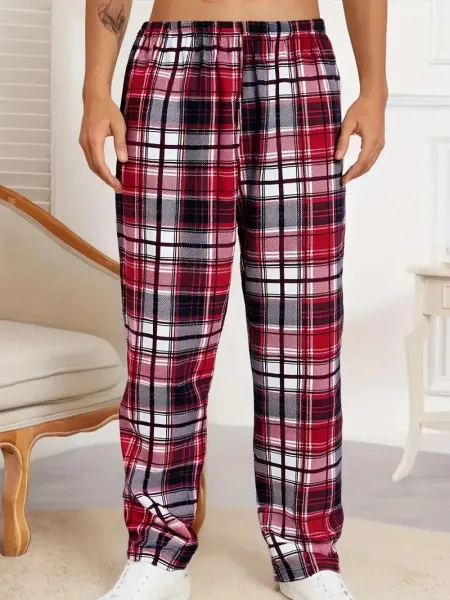 Design Plaid Flannel Pajama Pants in Charcoal, Gray-White, and Red-Black Sleepwear - 5
