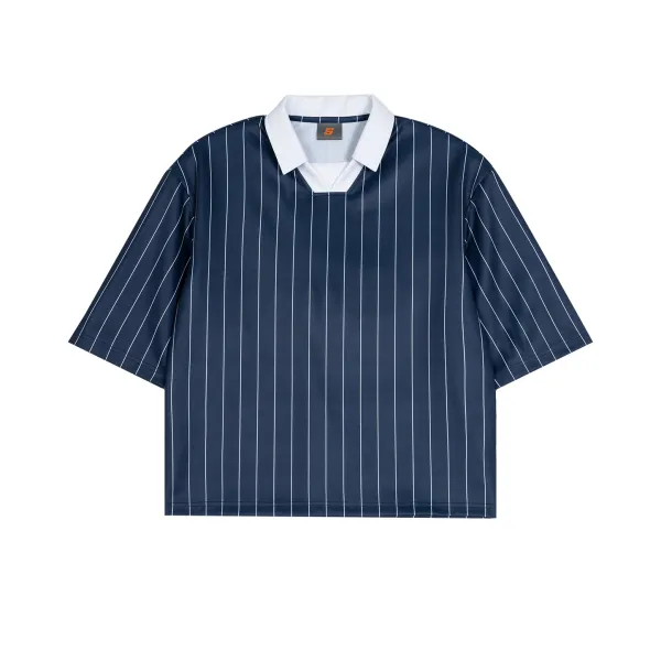 Design Pinstripe Polo Shirt Navy White Tops.polo - 28