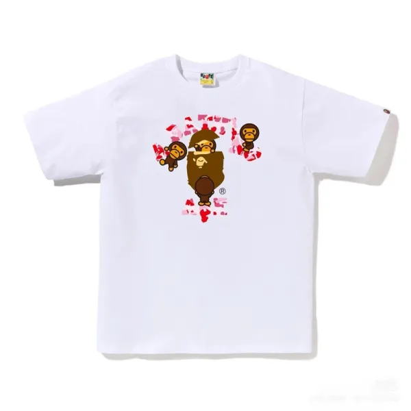A Bathing Ape Heart Monkey Graphic White T-Shirt - 1