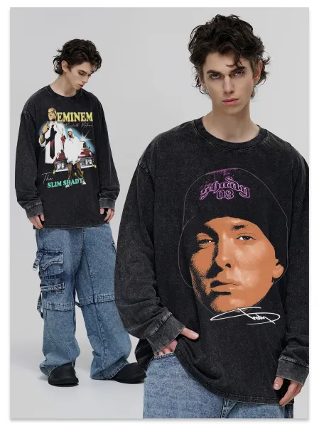 Design Eminem x The Slim Shady Graphic Washed Black T-Shirt T-Shirts - 26