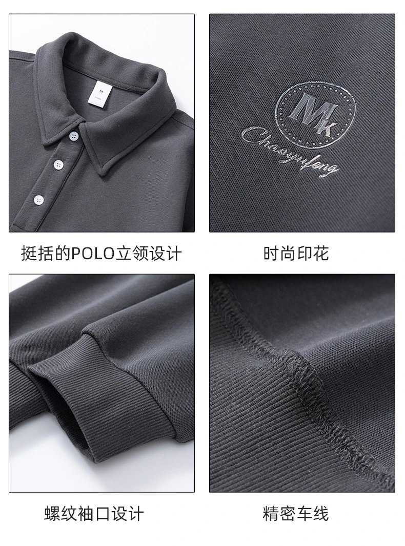 Design Polo Sweatshirt Gray Polo Shirt - 7