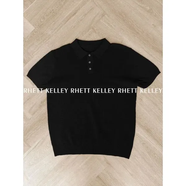 Design Rhett Kelley Knit Polo Shirt Army Green Tops Polo - 18