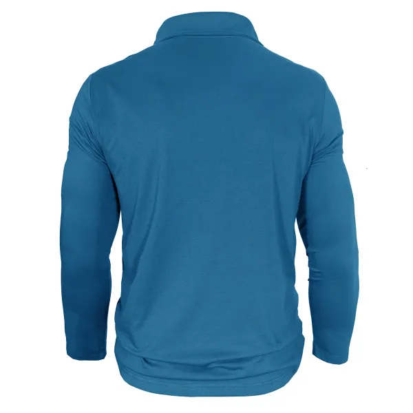 Design Utility Polo Shirt Army Green Long Sleeve Tops Polo - 11