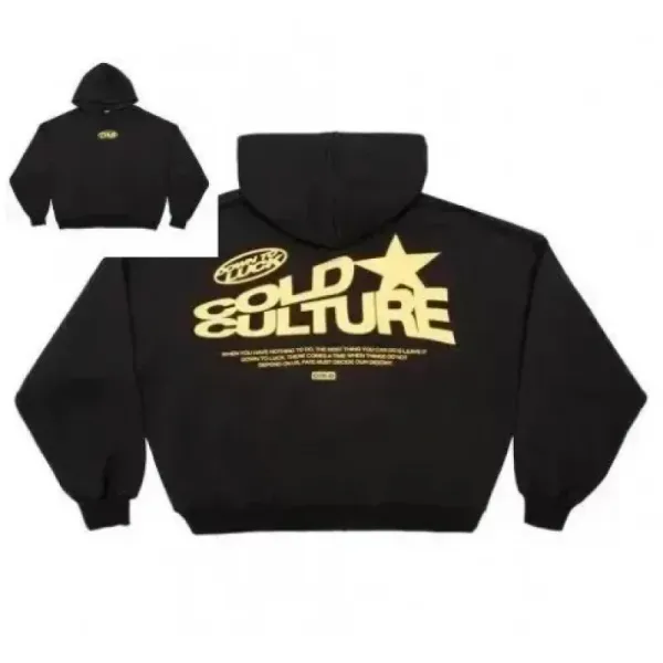 Design Gold Culture Star Logo Hoodie Black Hoodie - 1