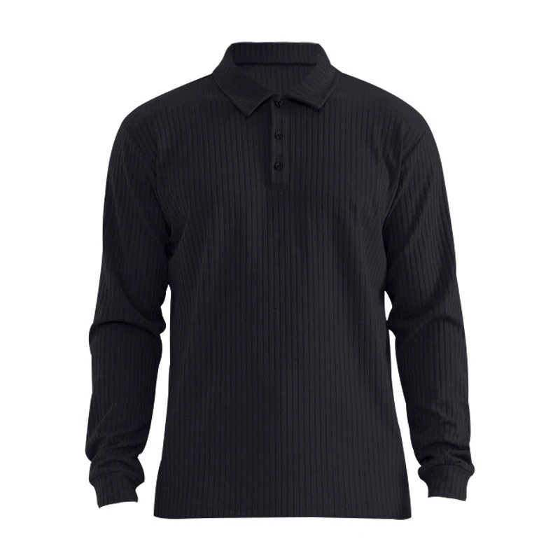 Design Long Sleeve Ribbed Polo Shirt White Tops Polo - 21