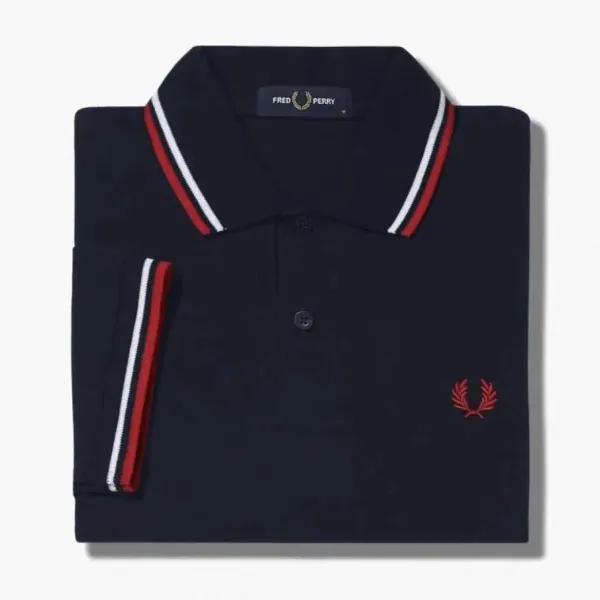 Fred Perry Twin Tipped Polo Navy with Red and White Trim Polo Shirt - 1