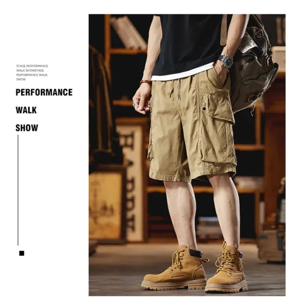 Design Cargo Shorts Black + Brown T-Shirt + Tan Boots - 16