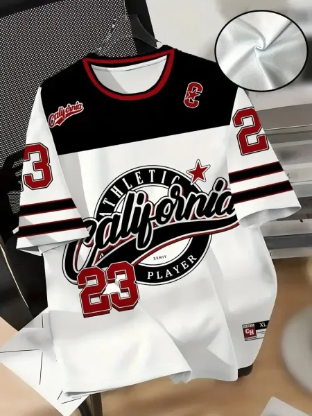 Design California Athletic Jersey White / Black / Red T-Shirt T-Shirts - 1