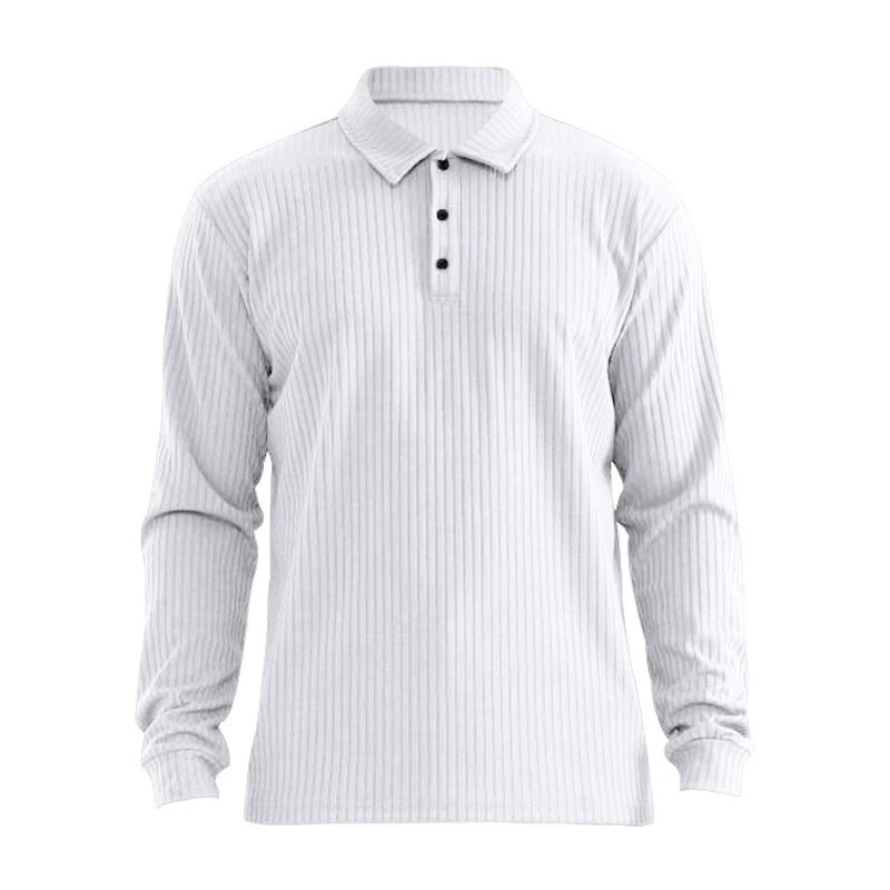 Design Long Sleeve Ribbed Polo Shirt White Tops Polo - 31