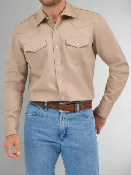 Design Red Western-Style Shirt with Flap Pockets and Blue Denim Jeans Shirt - 8