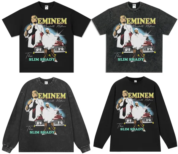 Design Eminem x The Slim Shady Graphic Washed Black T-Shirt T-Shirts - 15