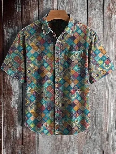 Design Short-Sleeve Patterned Shirt Multicolor - 1