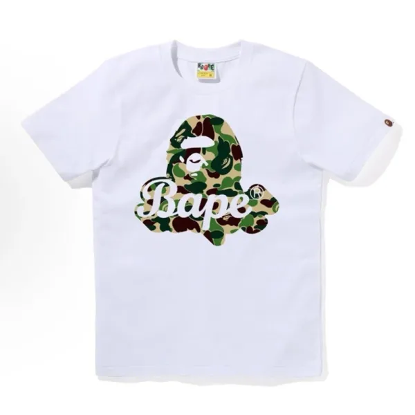 A Bathing Ape Camo Ape Head Logo White T-Shirt - 1