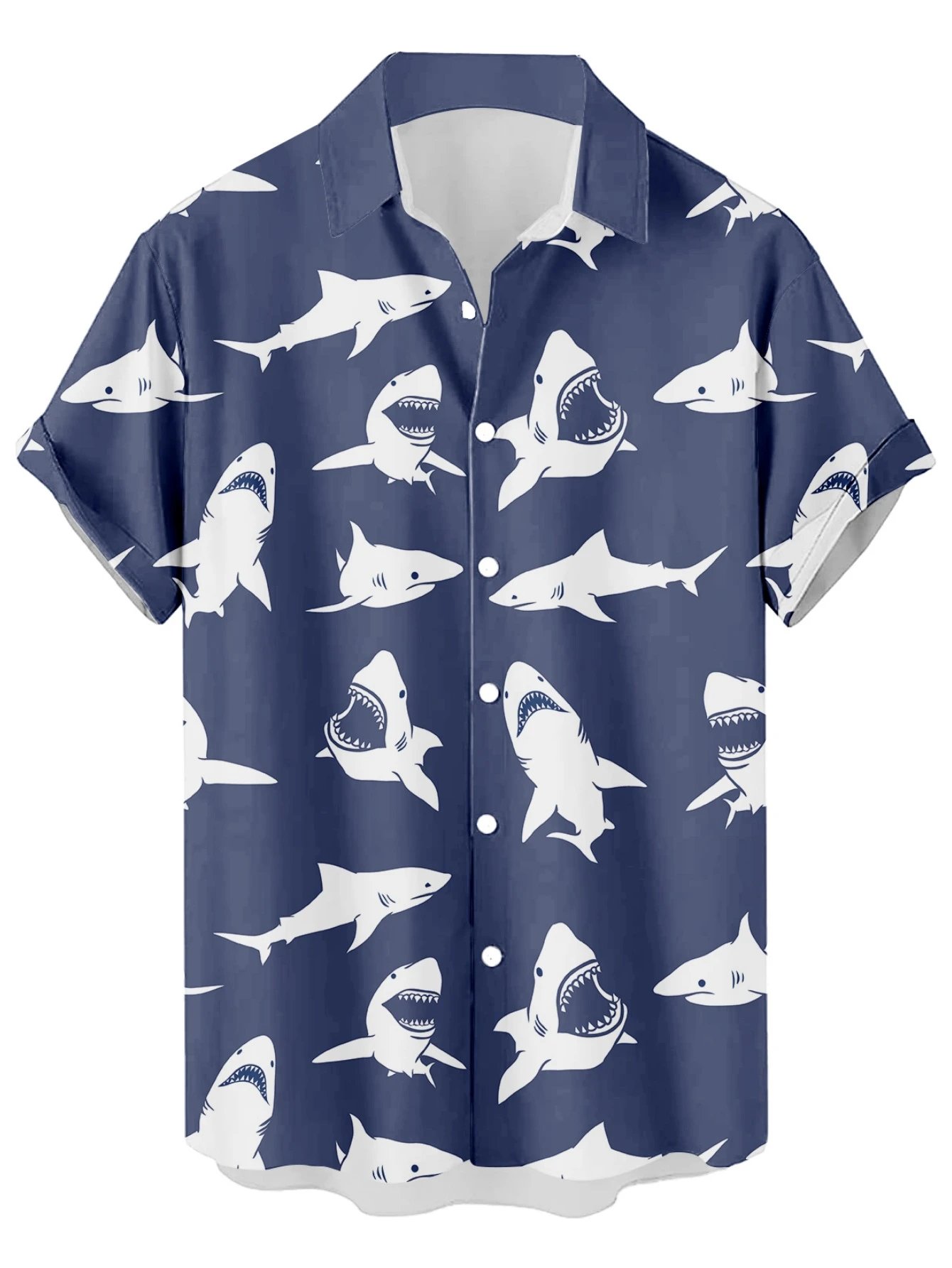 Design Cat Face Print Black Hawaiian Shirt - 47