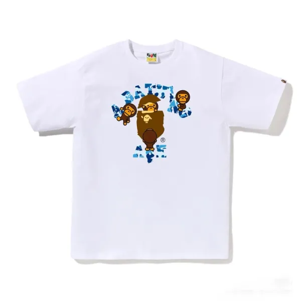 A Bathing Ape ABC Camo Monkey Graphic White T-Shirt - 1