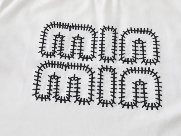 Miu Miu Stitched Logo White T-Shirt - 10