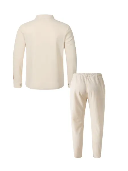 Design Waffle-Texture Utility Jacket and Track Pants Set Black - 9