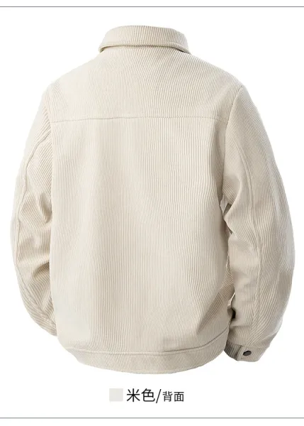Design Corduroy Work Jacket Beige Outerwear - 12