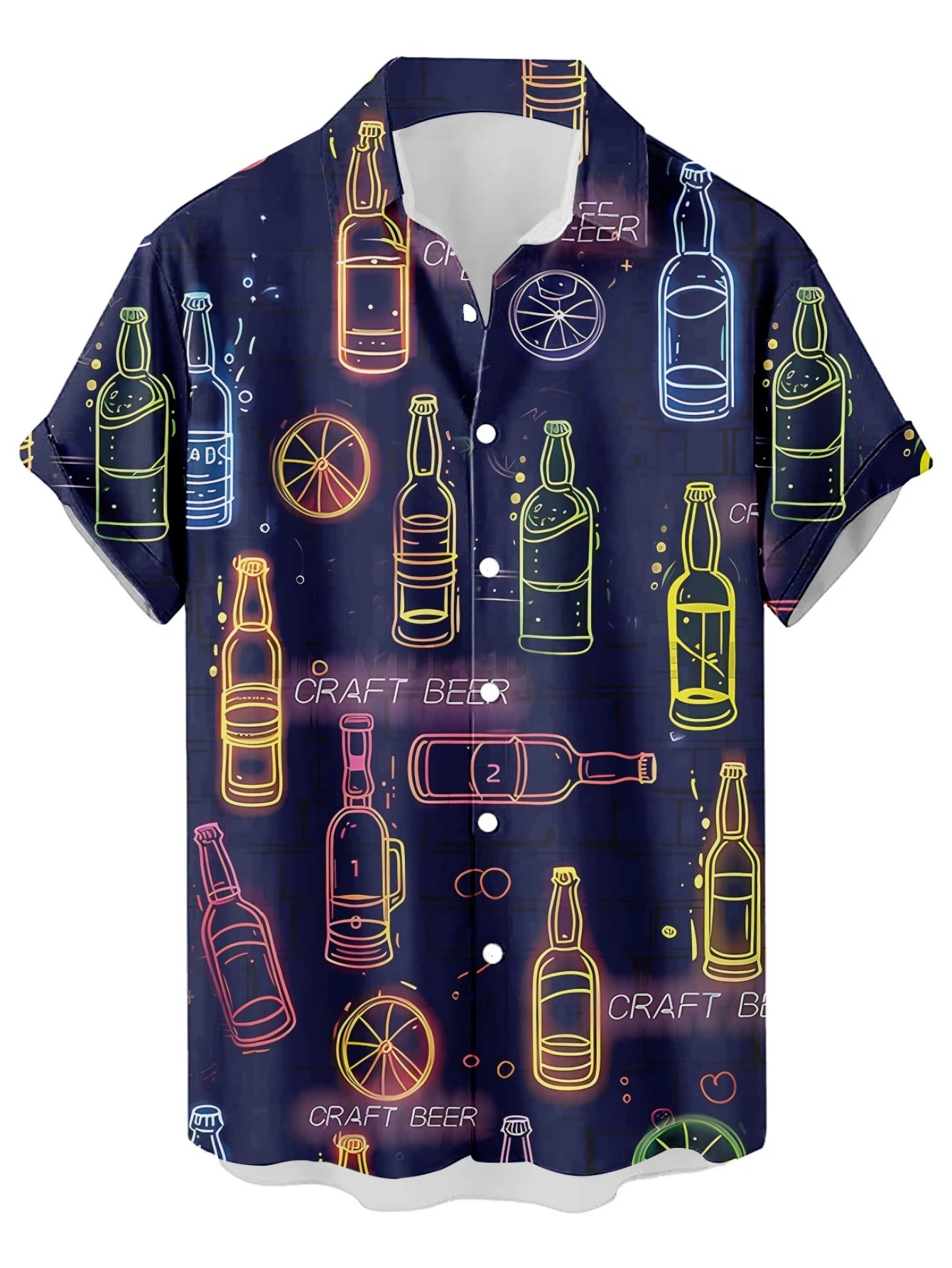 Design Cat Face Print Black Hawaiian Shirt - 7