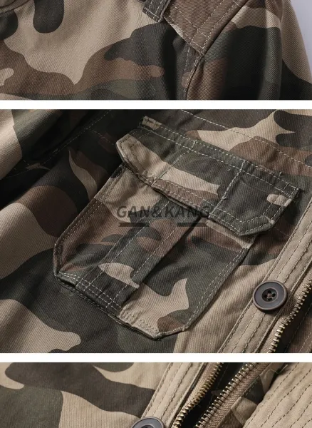 Design Camouflage Military-Style Field Jacket Multicolor Outerwear Outerwear.jacket - 12