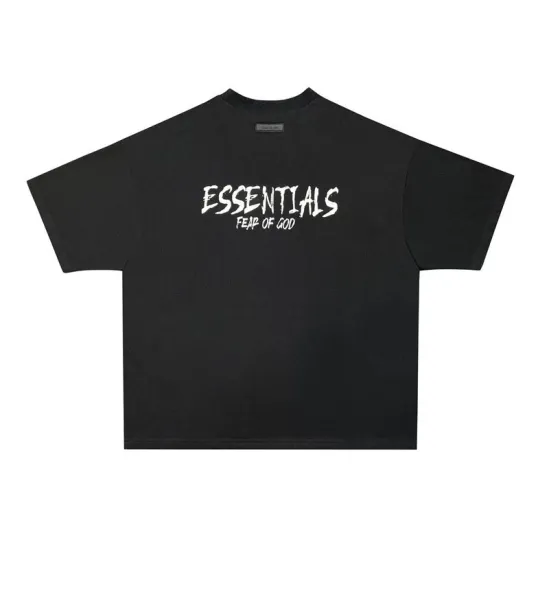 Fear of God Essentials Logo Print Black T-Shirt - 1