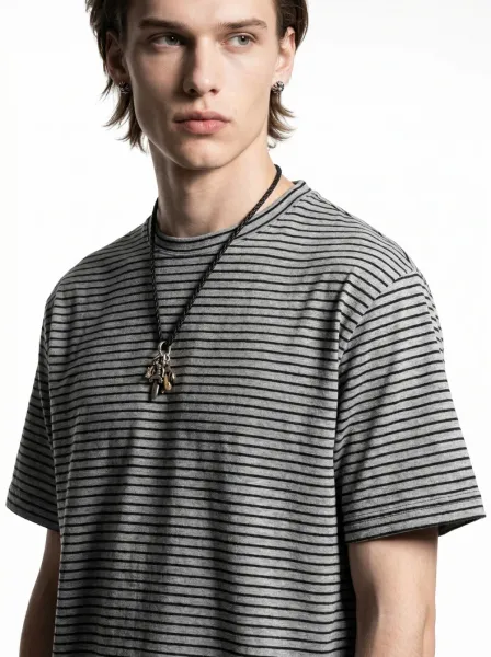 Design Striped Relaxed Fit T-Shirt White / Gray - 24
