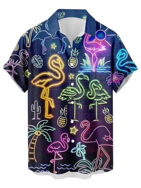 Design Cat Face Print Black Hawaiian Shirt - 14