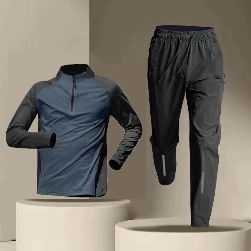 Design Performance Half-Zip Base Layer and Reflective Jogger Set Light Blue / White Activewear - 4