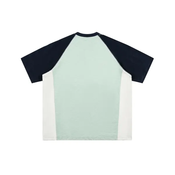Design Raglan Sleeve Color-Block T-Shirt White Burgundy Brown - 9
