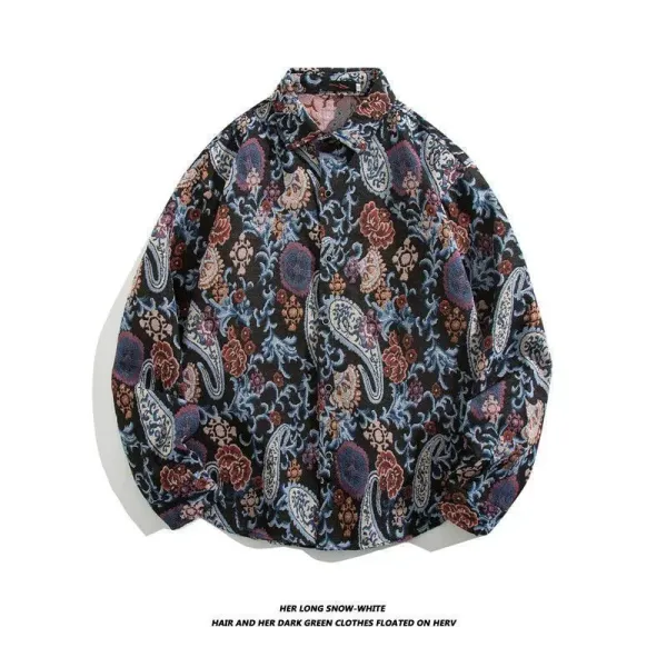 Design Paisley Floral Print Long-Sleeve Button-Up Shirt Multicolor - 1