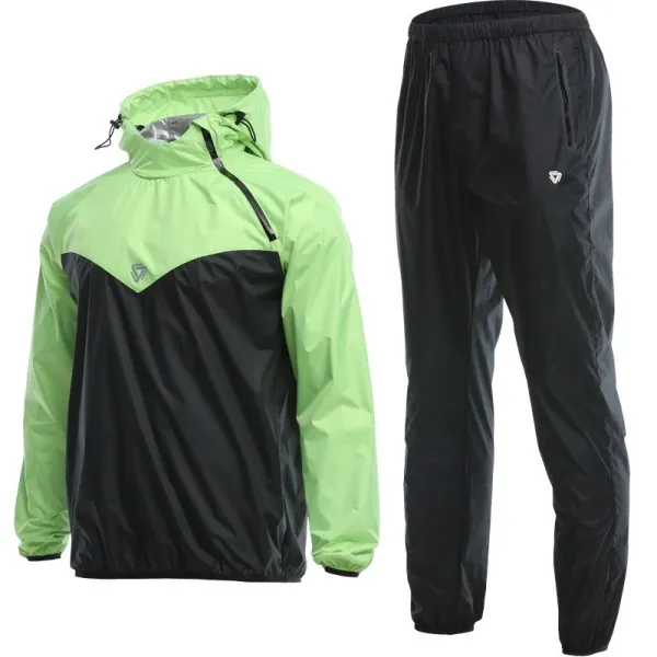 Design Rain Jacket and Pants Set Lime Green / Black Windbreaker Set - 1