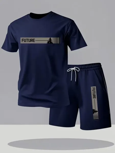 Design Future Graphic Tee and Shorts Set White / Black - 4