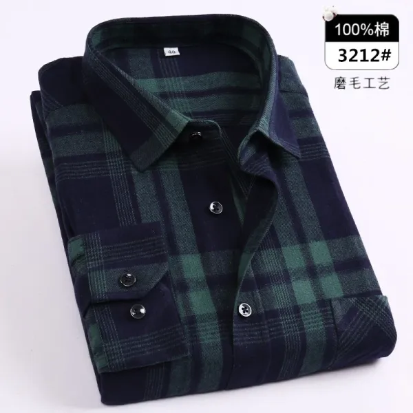 Design Plaid Flannel Shirt Navy Green Tops Shirt - 1