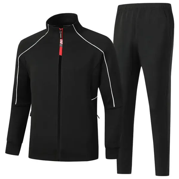Design Track Suit Black with White Piping and Red Zipper Tracksuit - 1