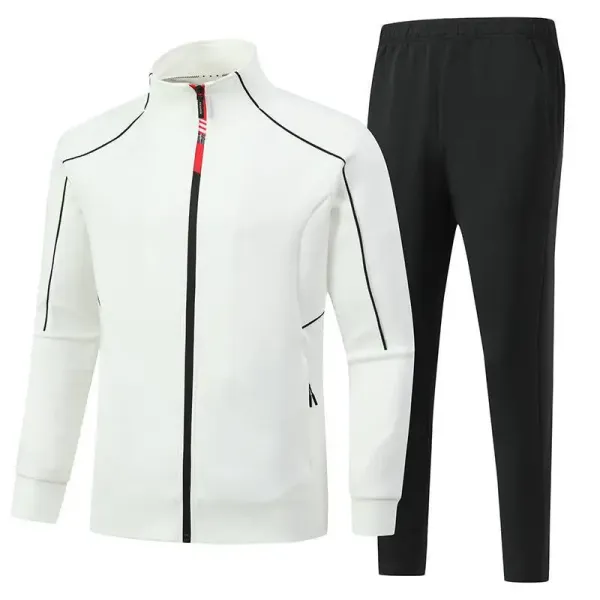 Design Track Jacket and Pants Set White / Black Tracksuit - 1