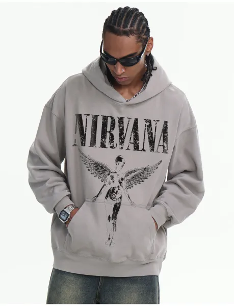 Nirvana Angel Graphic Hoodie Beige - 17