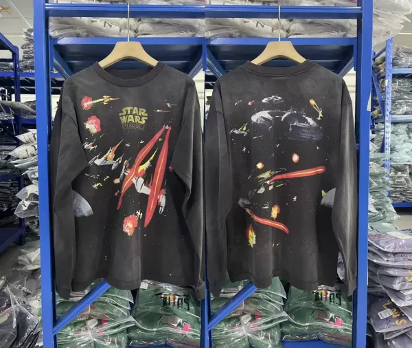 Design Star Wars Episode I Space Battle Long-Sleeve T-Shirt Black T-Shirts - 1
