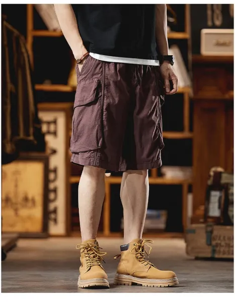 Design Cargo Shorts Black + Brown T-Shirt + Tan Boots - 20