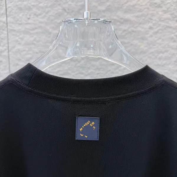 Louis Vuitton LV Logo Embroidered Black T-Shirt - 8