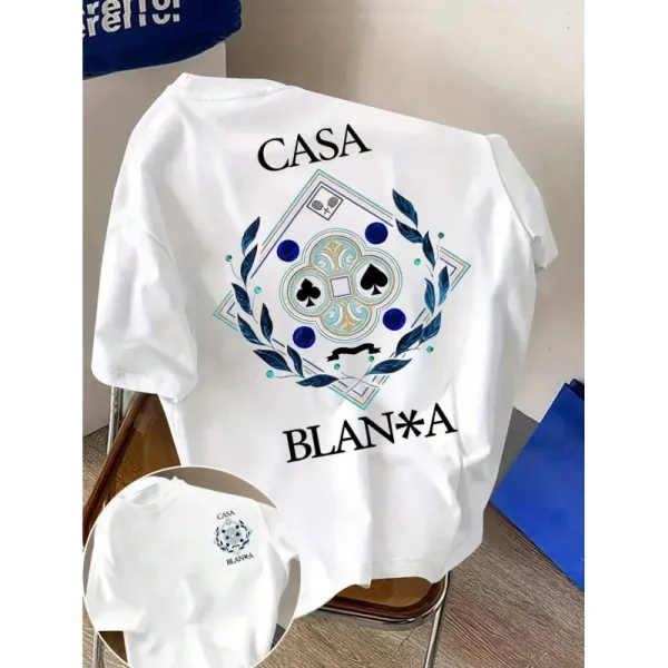 Casa Blan*a Playing Card Motif Graphic T-Shirt White - 1