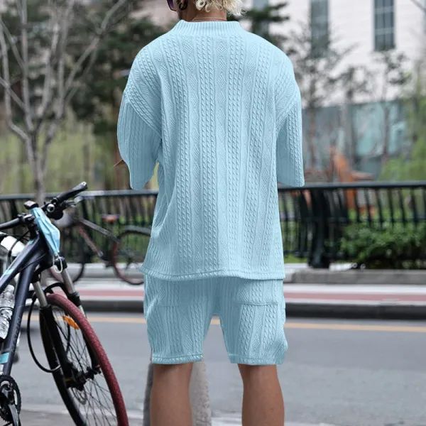 Design Knit V-Neck Oversized Set Gray - 12