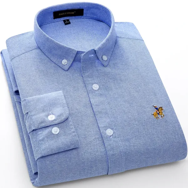 Design Paolo SIRUM Button-Down Shirt Light Blue Oxford Shirt - 1