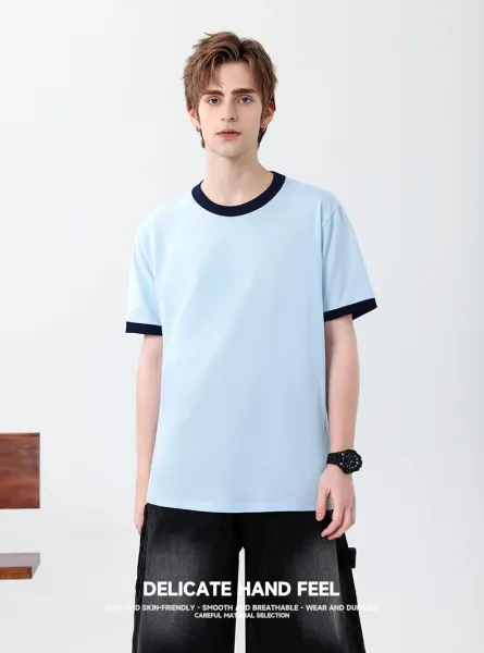Design Ringer T-Shirt Light Blue / Navy - 4
