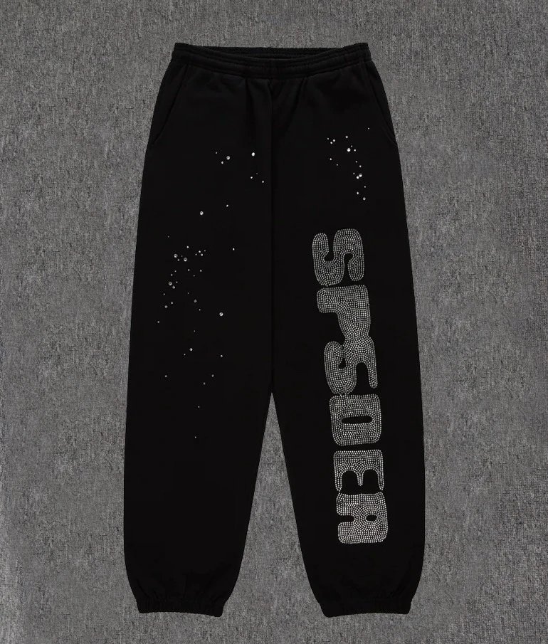 Design Embroidered Logo Perforated Sweatpants Black - 36