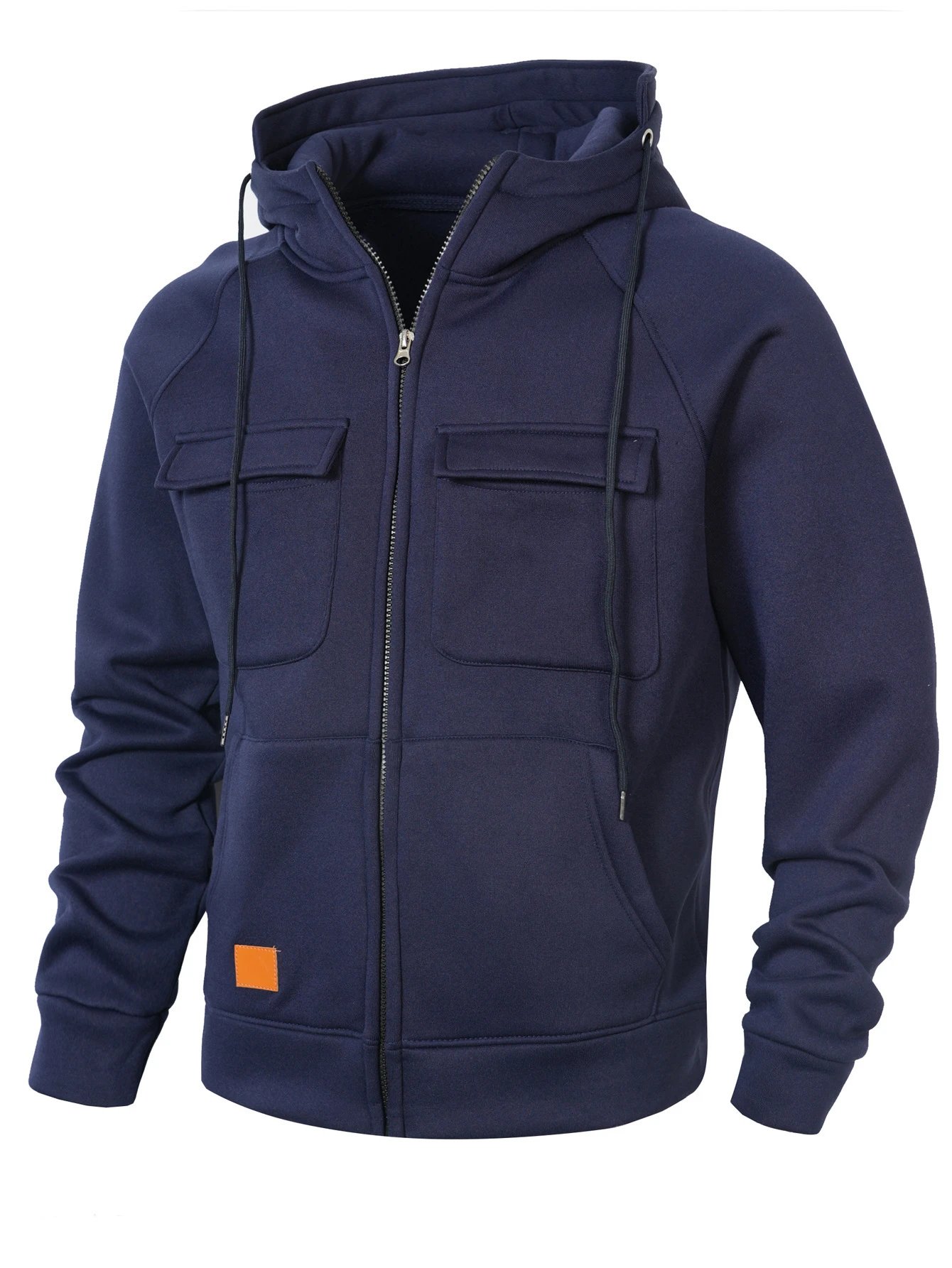Design Zip-Up Hoodie with Utility Pockets Charcoal Gray Hoodie - 11