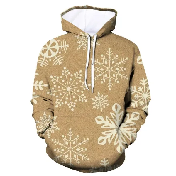 Design Snowflake Print Black Hoodie - 4