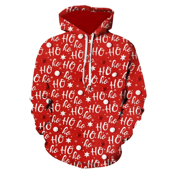 Design Snowflake Print Black Hoodie - 5