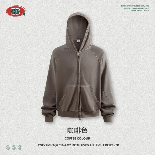 Design BE Thrived Coffee Colour Zip-Up Hoodie - 1